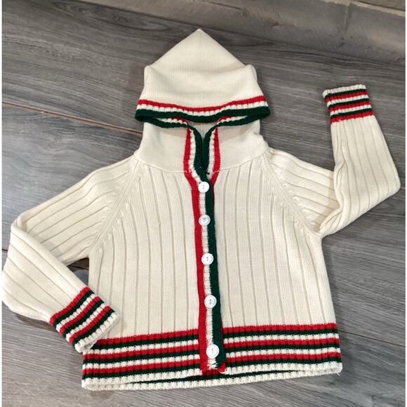 Vintage K Mart Hooded Cardigan Sweater Toddler 3T Acrylic 60s 70s Taiwan ROC - Picture 1 of 13